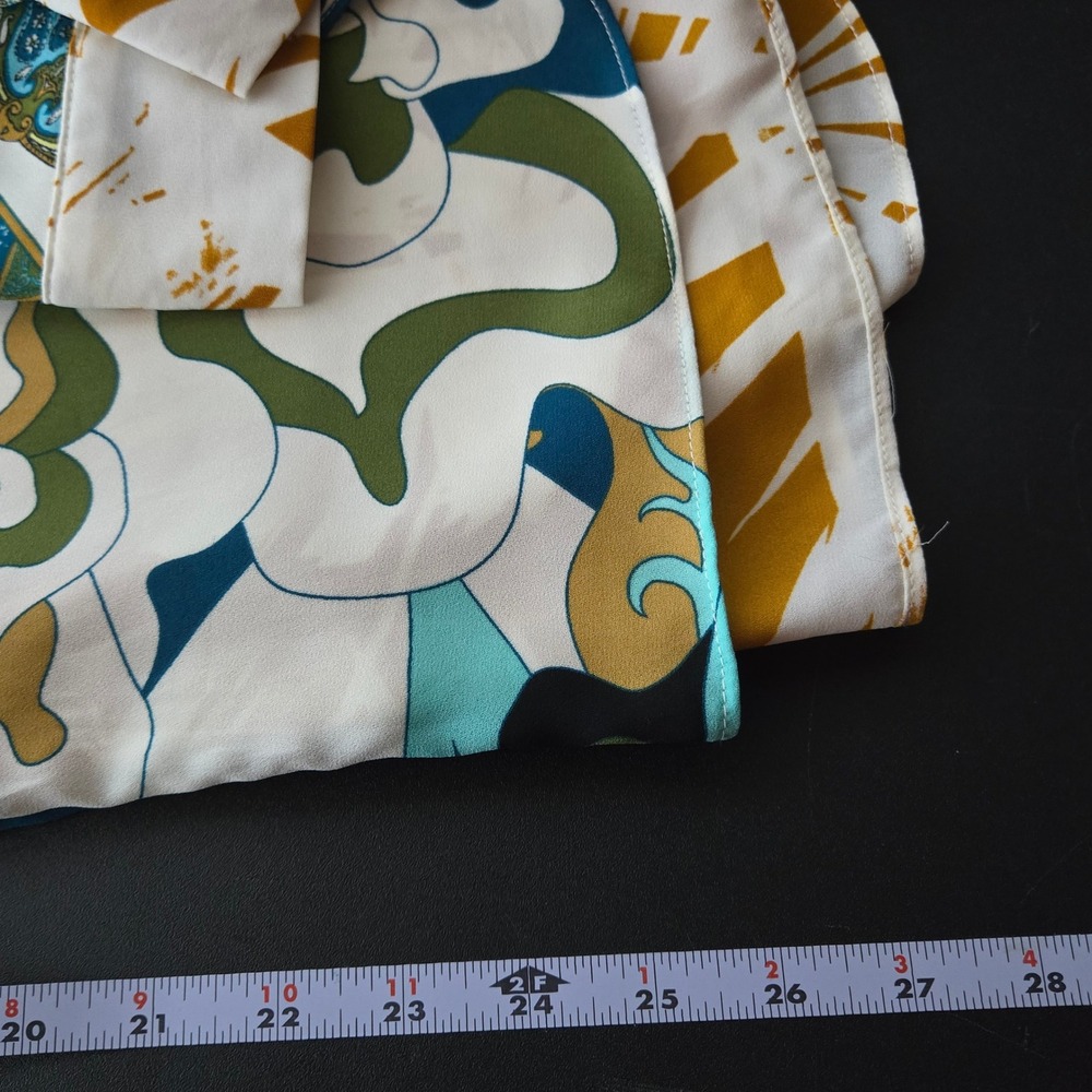 Rose + Olive Mixed Print Floral Paisley Button Top Small Abstract Boho Patchwork - Picture 10 of 11